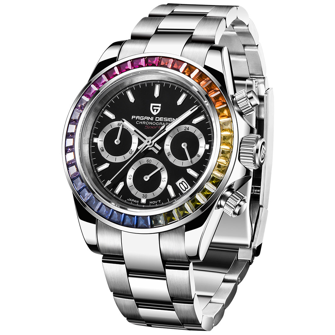 PAGANI DESIGN PD-1644 Chronograph Rainbow Bezel VK63 - variant