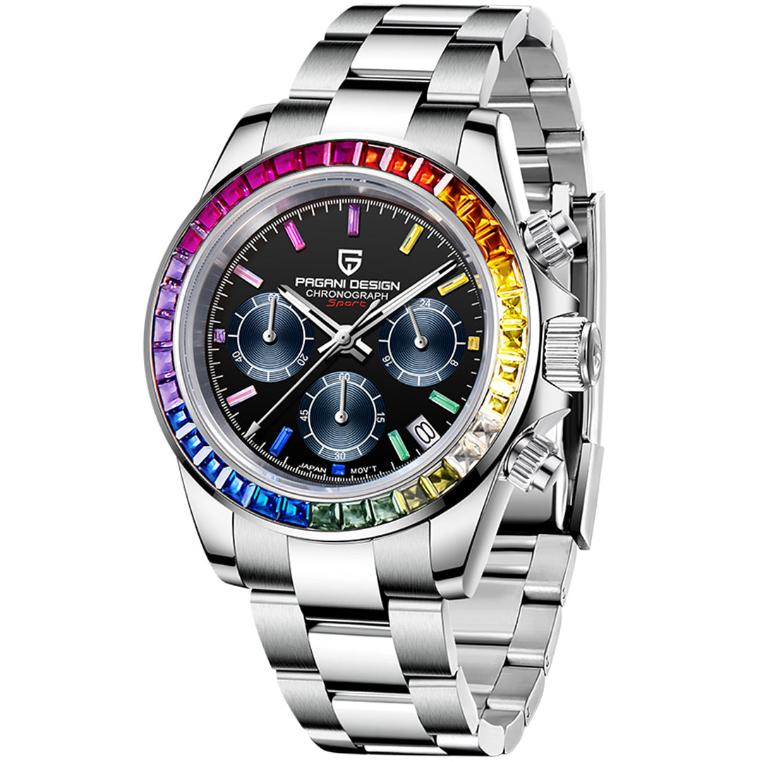 PAGANI DESIGN PD-1644 Chronograph Rainbow Bezel VK63 - variant